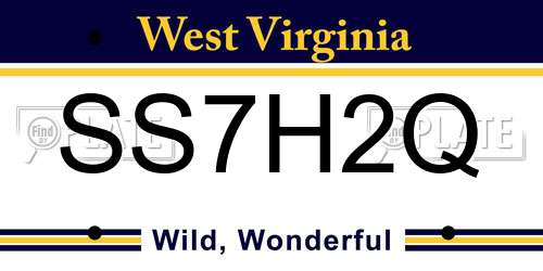 SS7H2Q West Virginia License Plate