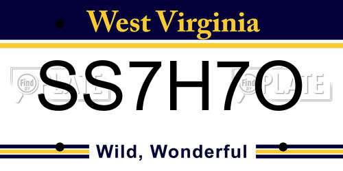 SS7H7O West Virginia License Plate