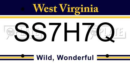 SS7H7Q West Virginia License Plate