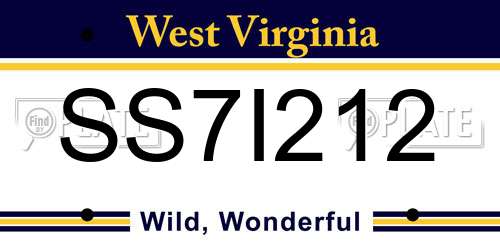 SS7I212 West Virginia License Plate