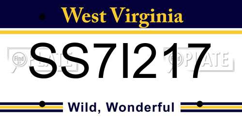 SS7I217 West Virginia License Plate
