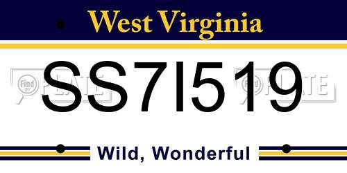 SS7I519 West Virginia License Plate