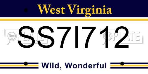 SS7I712 West Virginia License Plate