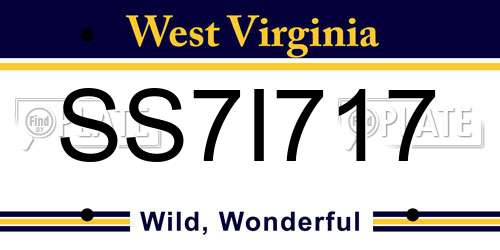 SS7I717 West Virginia License Plate