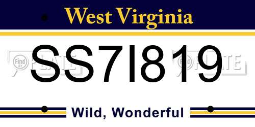 SS7I819 West Virginia License Plate