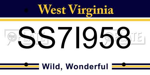 SS7I958 West Virginia License Plate