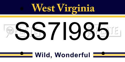 SS7I985 West Virginia License Plate