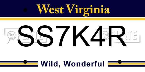 SS7K4R West Virginia License Plate