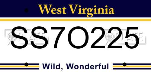 SS7O225 West Virginia License Plate