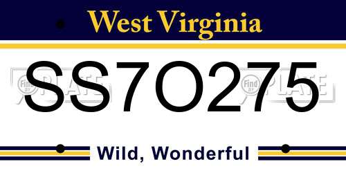 SS7O275 West Virginia License Plate