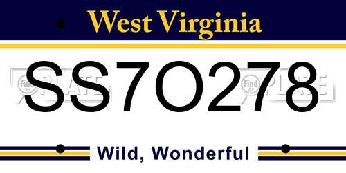 SS7O278 West Virginia License Plate