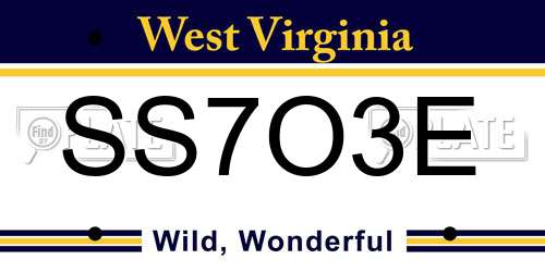 SS7O3E West Virginia License Plate