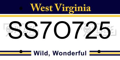 SS7O725 West Virginia License Plate