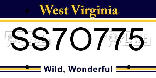 SS7O775 West Virginia License Plate