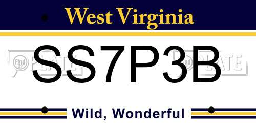SS7P3B West Virginia License Plate