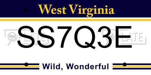 SS7Q3E West Virginia License Plate
