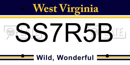 SS7R5B West Virginia License Plate