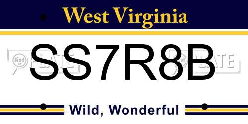 SS7R8B West Virginia License Plate