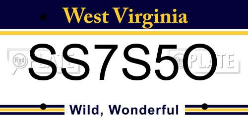 SS7S5O West Virginia License Plate