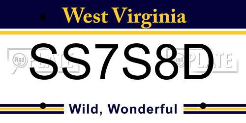 SS7S8D West Virginia License Plate