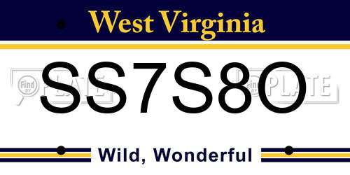 SS7S8O West Virginia License Plate