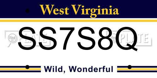 SS7S8Q West Virginia License Plate