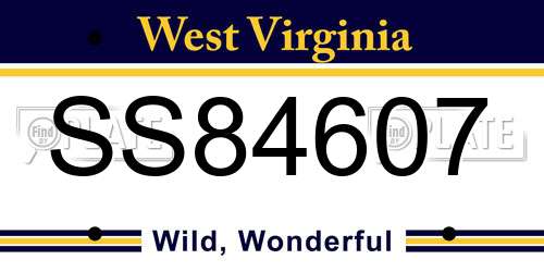 SS84607 West Virginia License Plate