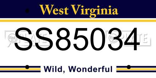 SS85034 West Virginia License Plate