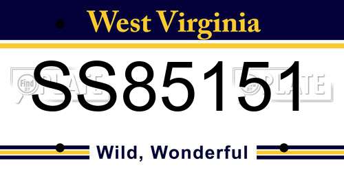 SS85151 West Virginia License Plate