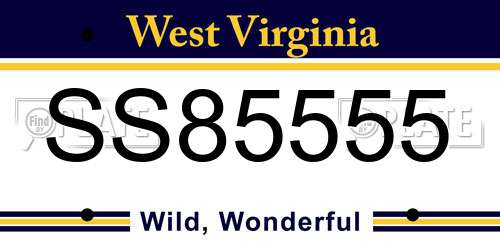 SS85555 West Virginia License Plate