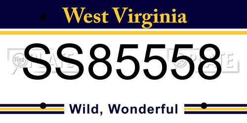 SS85558 West Virginia License Plate