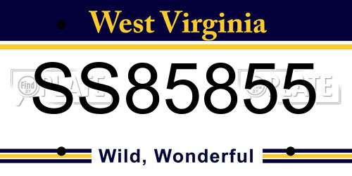 SS85855 West Virginia License Plate