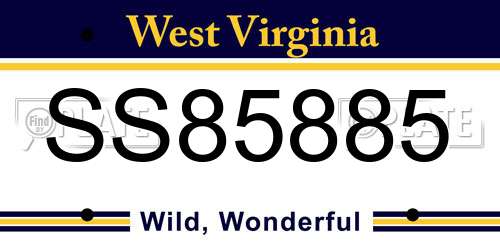 SS85885 West Virginia License Plate