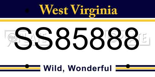 SS85888 West Virginia License Plate