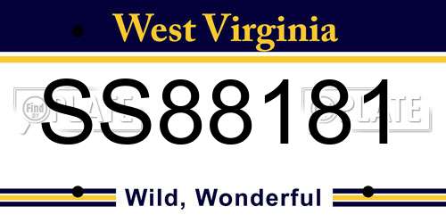 SS88181 West Virginia License Plate