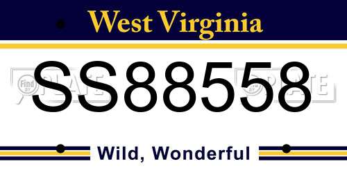 SS88558 West Virginia License Plate