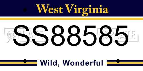 SS88585 West Virginia License Plate