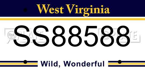 SS88588 West Virginia License Plate