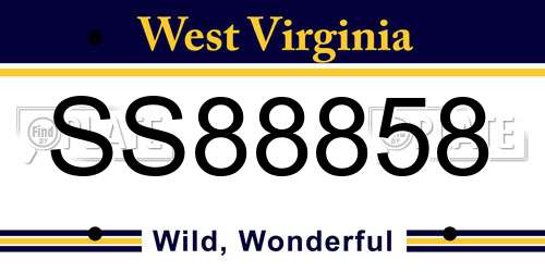 SS88858 West Virginia License Plate