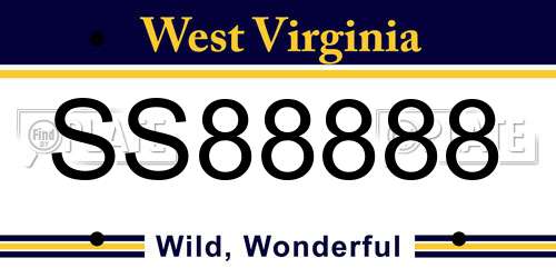 SS88888 West Virginia License Plate