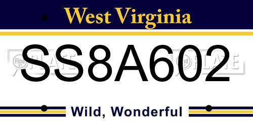 SS8A602 West Virginia License Plate