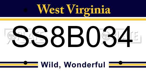 SS8B034 West Virginia License Plate