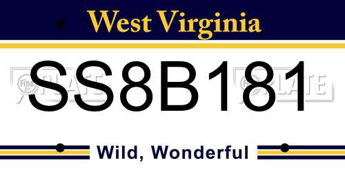 SS8B181 West Virginia License Plate