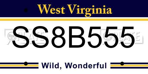 SS8B555 West Virginia License Plate