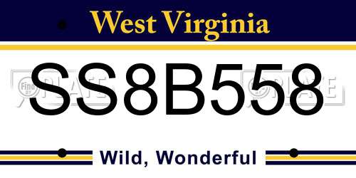 SS8B558 West Virginia License Plate
