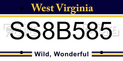 SS8B585 West Virginia License Plate