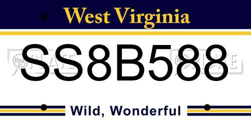 SS8B588 West Virginia License Plate
