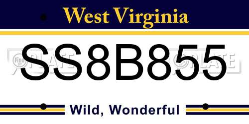 SS8B855 West Virginia License Plate