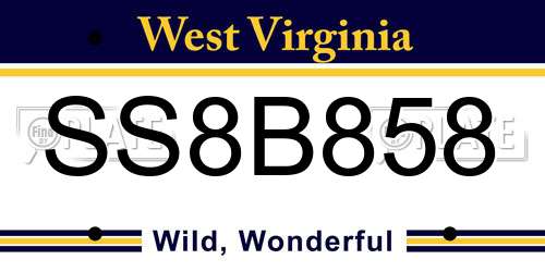 SS8B858 West Virginia License Plate