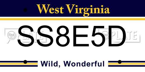 SS8E5D West Virginia License Plate